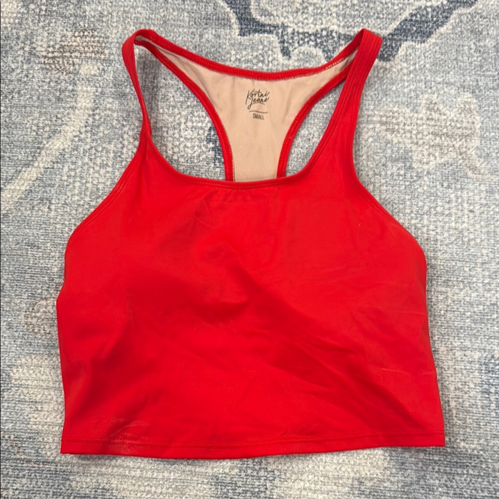 Kortni Jean Red Women's Racerback Swim Top size small